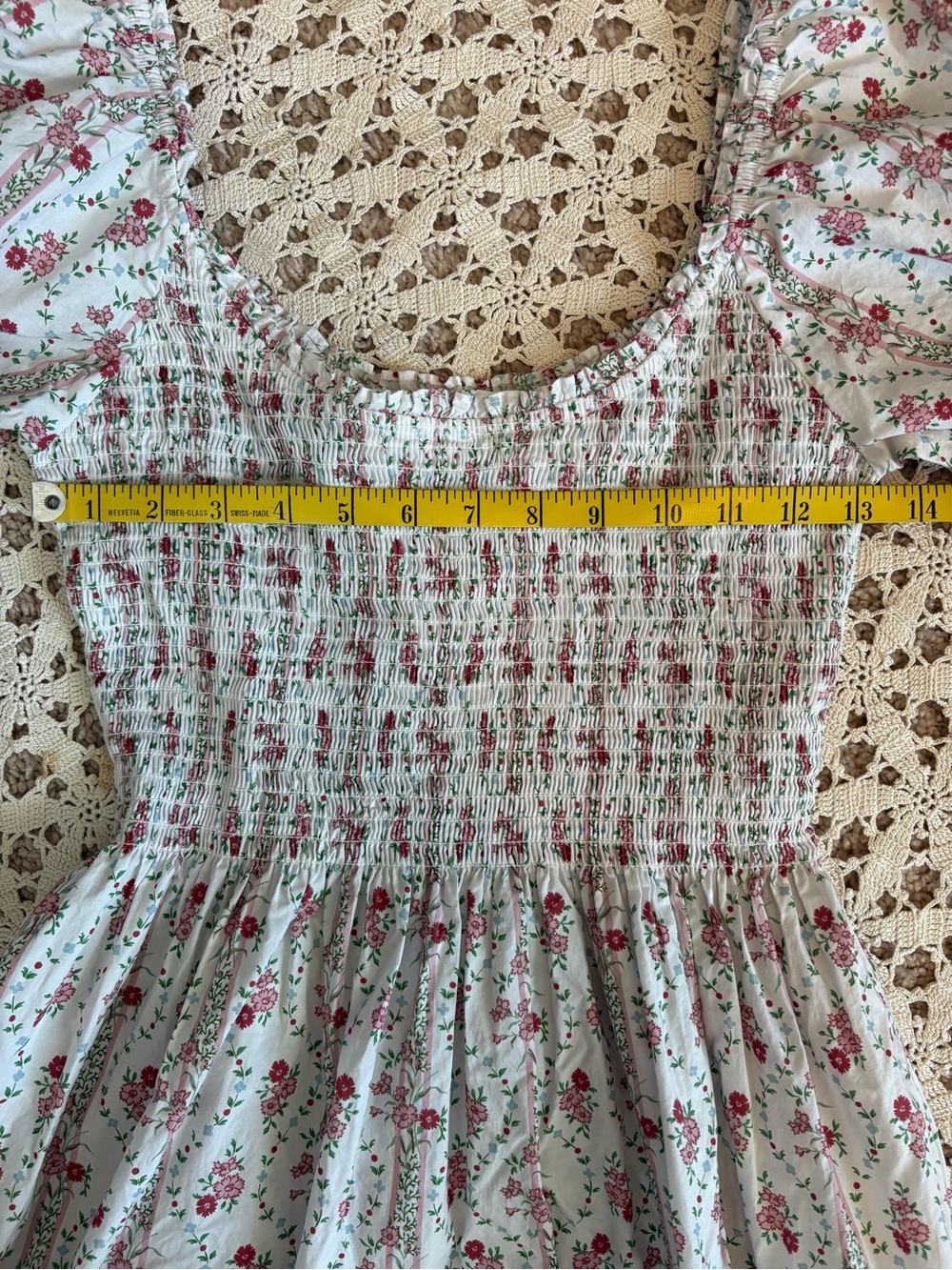 Hill House Louisa Nap Midi Dress Pink Vine Stripe Size Medium - Picture 10 of 11